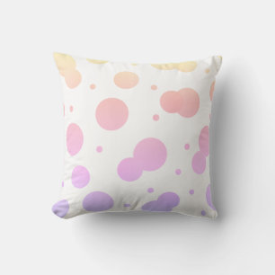 Soft Yellow, Pink, lavender Polka Dot Pillow