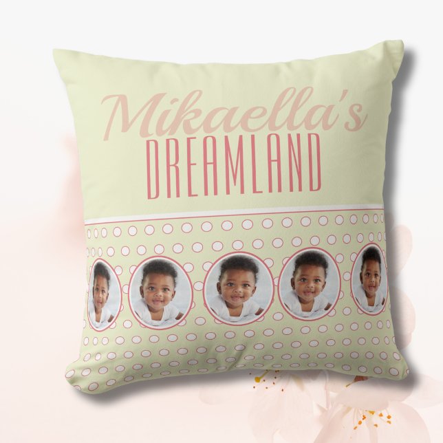 Soft Yellow Polka Dot Nursery Gift Throw Pillow (Creator Uploaded)