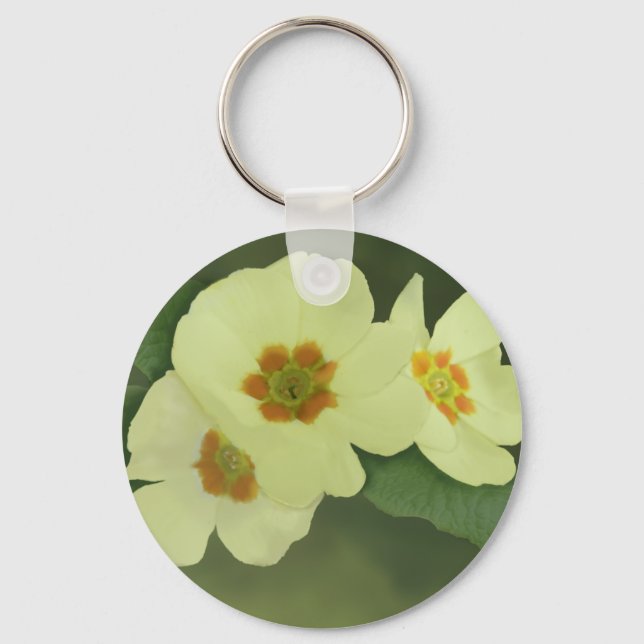 Soft Yellow Primrose Flowers Keychain (Front)