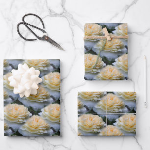Soft Yellow Rose Flower Pattern Nature Wrapping Paper Sheet