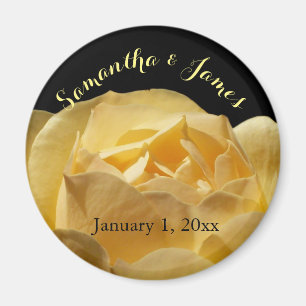 Soft Yellow Rose Personal Wedding Magnet