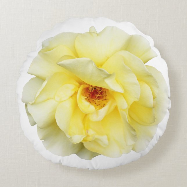 Soft Yellow Rose Round Pillow (Front)