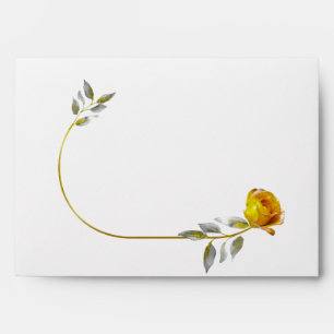 Soft Yellow Rose with Pale Green & Wedding  Envelope