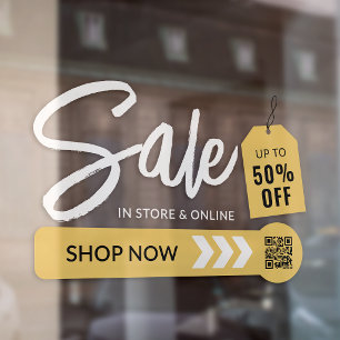 Soft Yellow Shop Now In Store & Online Sale Window Cling