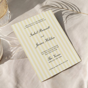 Soft Yellow Stripes Wedding  Invitation