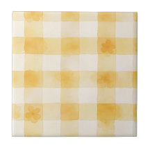 Soft Yellow Watercolor Chequerboard Floral
