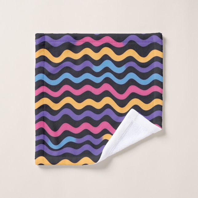 Soft Zig Zag waves colourful festive Wash Cloth (Wash Cloth)