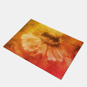 Soft Zinnia Daisy Flower In Sepia Vintage  Doormat