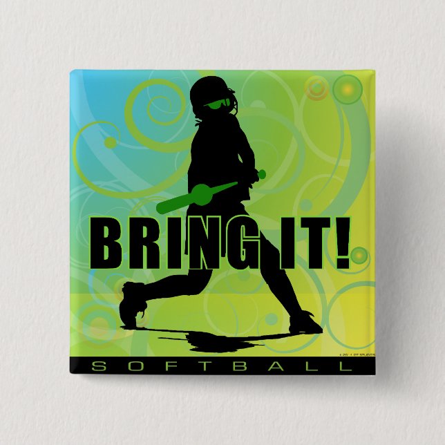 softball102 2 inch square button (Front)