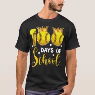 Softball 100 Days of School Happy 100th Day T-Shirt