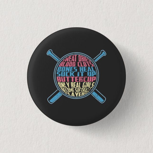 Softball 1 Inch Round Button (Front)