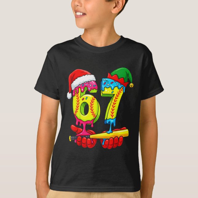 Softball 67 Ice Cream Drip Six Seven Boys Funny Ch T-Shirt (Front)