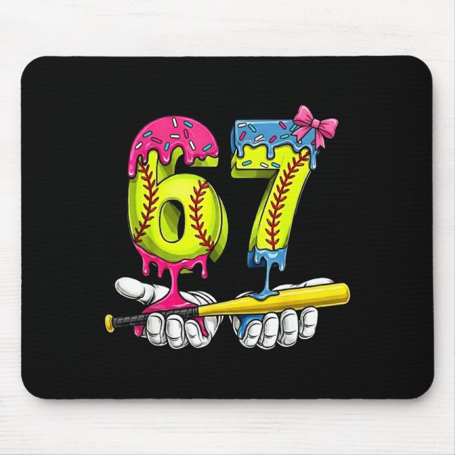 Softball 67 Ice Cream Drip Six Seven Boys Funny Me Mouse Pad (Front)