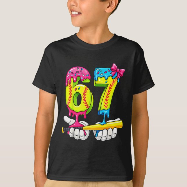 Softball 67 Ice Cream Drip Six Seven Boys Funny Me T-Shirt (Front)