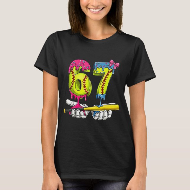 Softball 67 Ice Cream Drip Six Seven Boys Funny Me T-Shirt (Front)