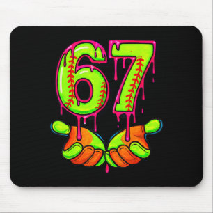 Softball 67 Six Seven Funny Gen Alpha Meme Drip Te Mouse Pad