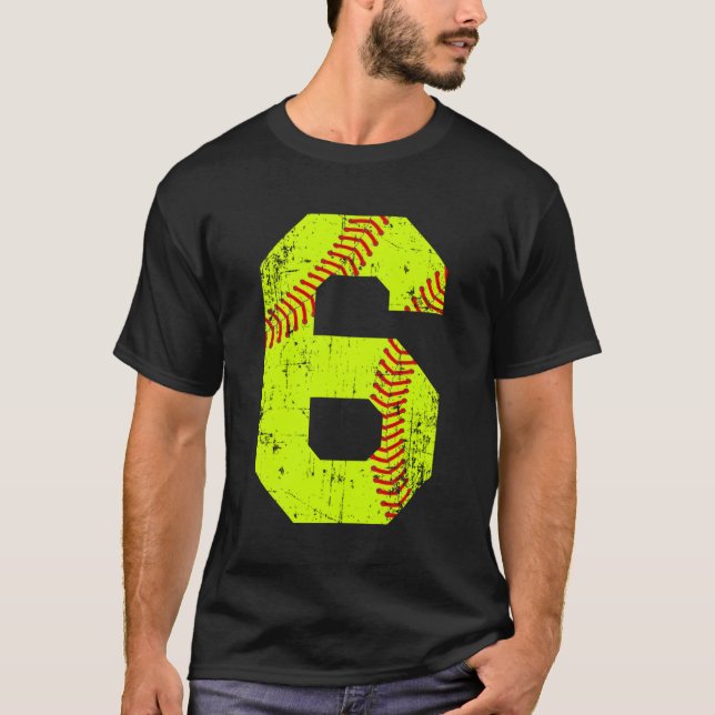 Softball 6 Jersey Number T-Shirt (Front)