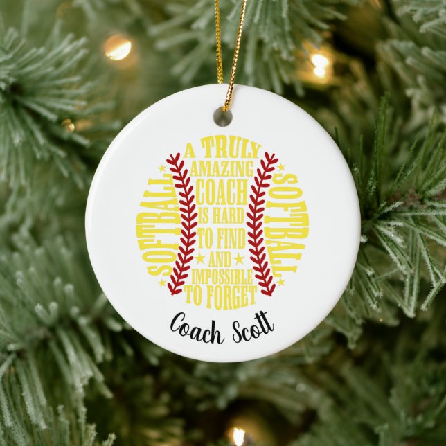 Softball a truly amazing coach is hard to find ceramic ornament (Tree)