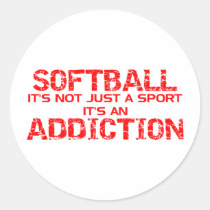 Softball Addiction Classic Round Sticker