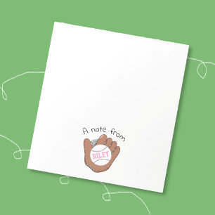 Softball and Mitt Personalized Girl Notepad