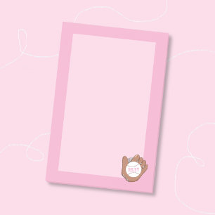 Softball and Mitt Pink Kid Post-It Notes