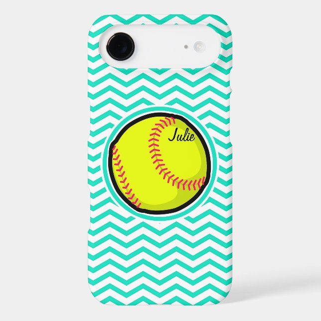 Softball; Aqua Green Chevron iPod Touch (5th Generation) Cover (Back)