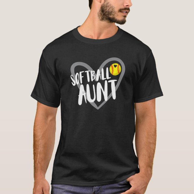 Softball Aunt Heart T-Shirt (Front)