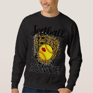 Softball Auntie Leopard Game Day Aunt Mother Softb Sweatshirt