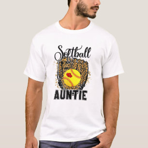 Softball Auntie Leopard Game Day Aunt Mother Softb T-Shirt