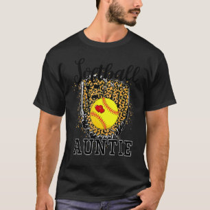 Softball Auntie Leopard Game Day Aunt Mother Softb T-Shirt