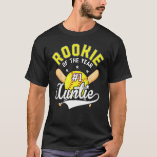 Softball Auntie Rookie Of The Year 1st B day Theme T-Shirt