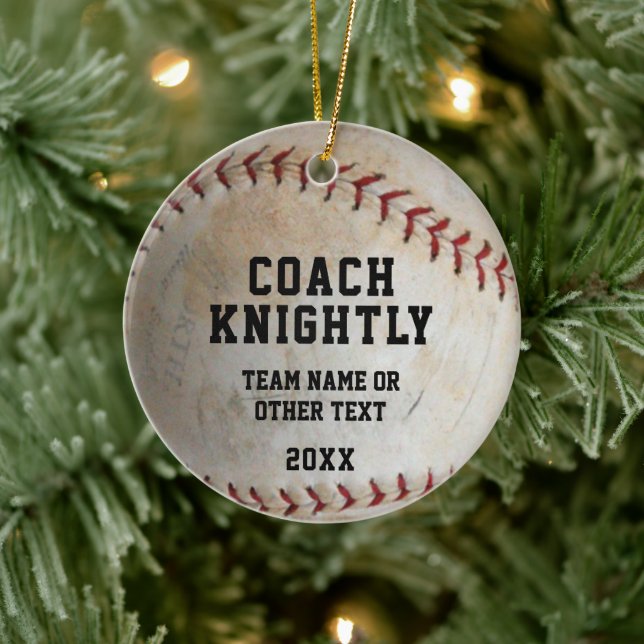 Softball Ball Coach Photo Personalized Ceramic Ornament (Tree)