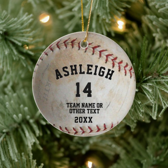Softball Ball Player Photo Personalized Ceramic Ornament (Tree)