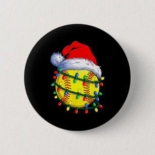 Softball Ball Santa Hat Christmas Softball Xmas Li 2 Inch Round Button