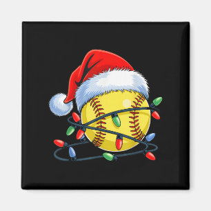 Softball Ball Santa Hat Xmas Funny Christmas Softb Magnet