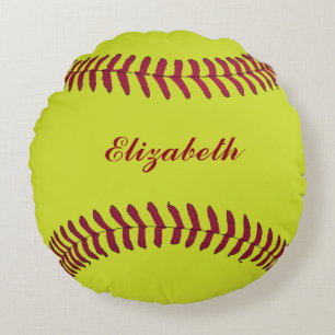 Softball ball Sport Player Name Customize Round Pillow