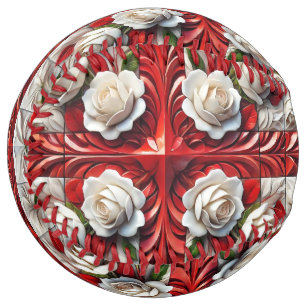 Softball ball with English Roses Design
