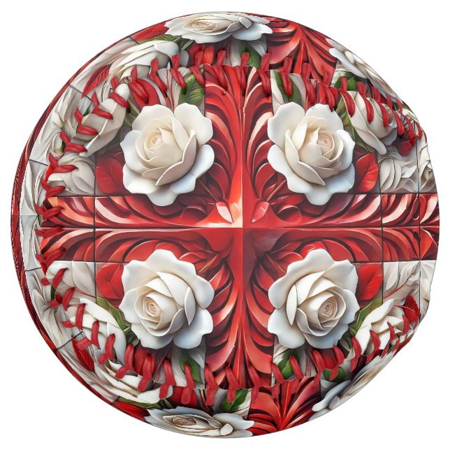 Softball ball with English Roses Design (Front Left)
