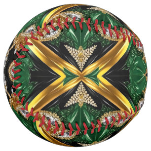 Softball ball with Jamaican Colours Design