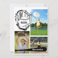 Softball/Baseball 3 Photo Collage White
