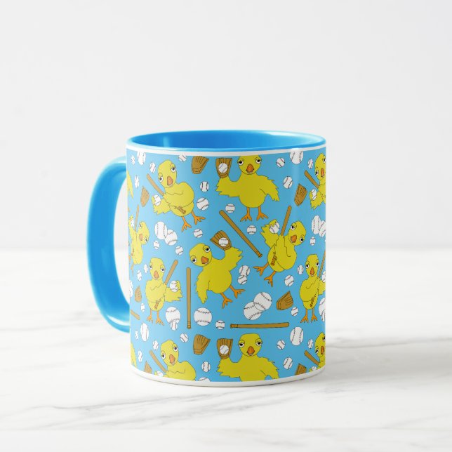 Softball Baseball Chick Pattern Mug (Front Left)