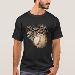 Softball Baseball Grandma Leopard Mother's Day T-Shirt
