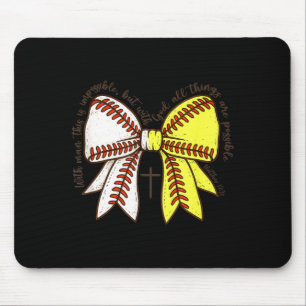 Softball Baseball Mom Bow Christian With Man This  Mouse Pad