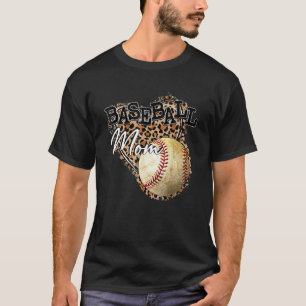 Softball Baseball Mom Leopard Mother's Day 1 T-Shirt
