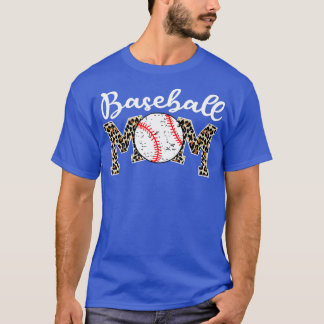 Softball Baseball Mom Leopard Mothers Day T-Shirt