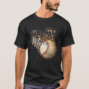 Softball Baseball Mom Leopard Mother's Day T-Shirt