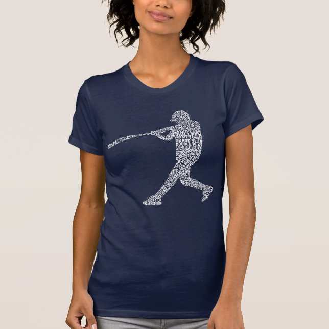 Softball Baseball Player Word Art T-Shirt (Front)