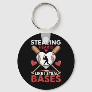 Softball Baseball Stealing Hearts Like I Steal Bas Keychain