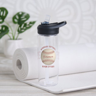 softball baseball team and athlete name water bottle