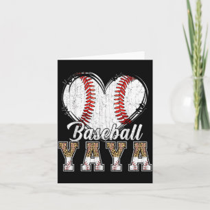 Softball Baseball Yaya Heart Leopard Print Mothers Card